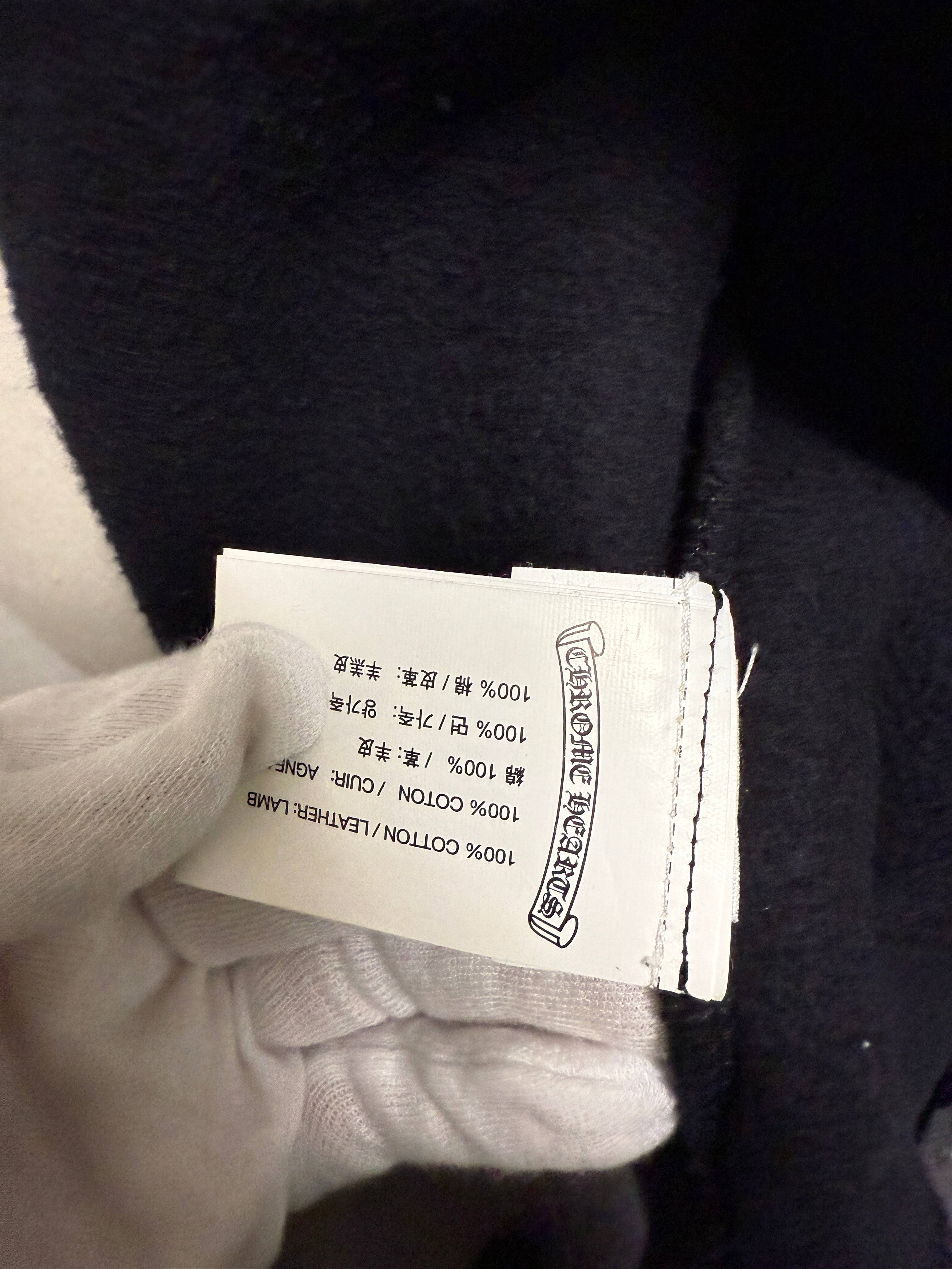 【CHROME HEARTS】FLORAL LEATHER PATCH ZIP HOODIE