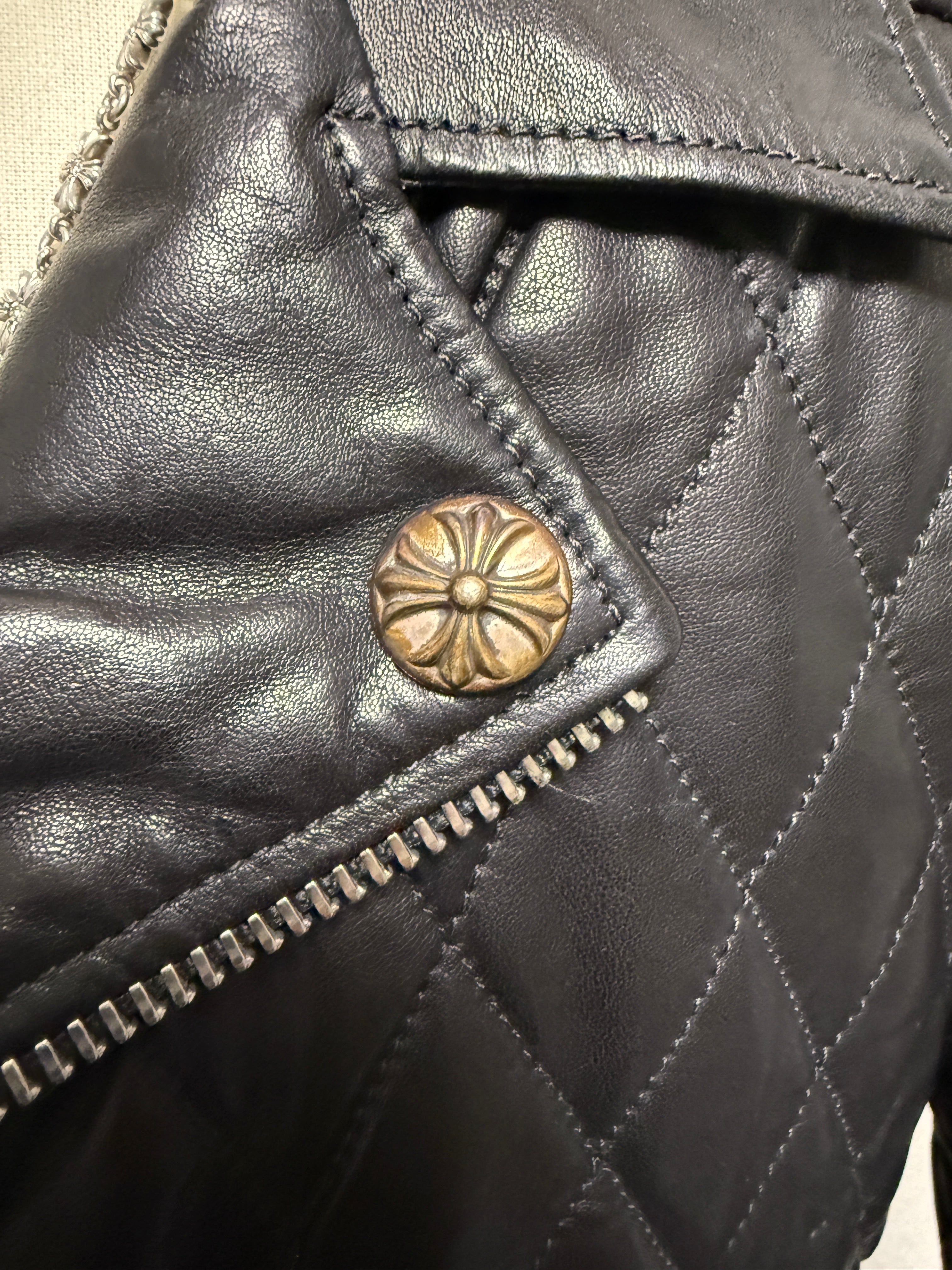 【CHROME HEARTS】 CRETIN PANASH LEATHER QLTD JACKET L