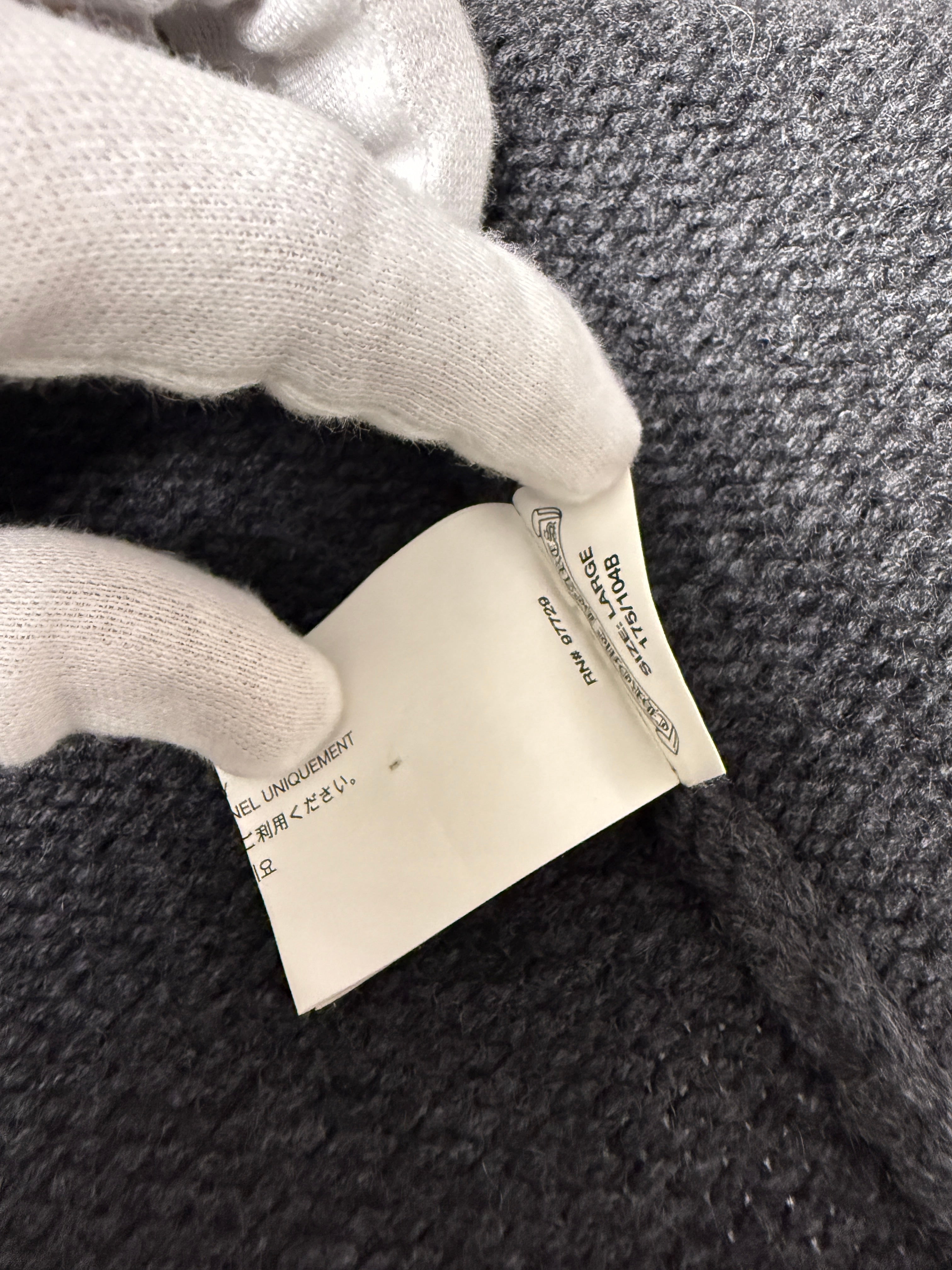 【CHROME HEARTS】CASHEMERE KNIT FLORAL LEATHER ZIP HOODIE