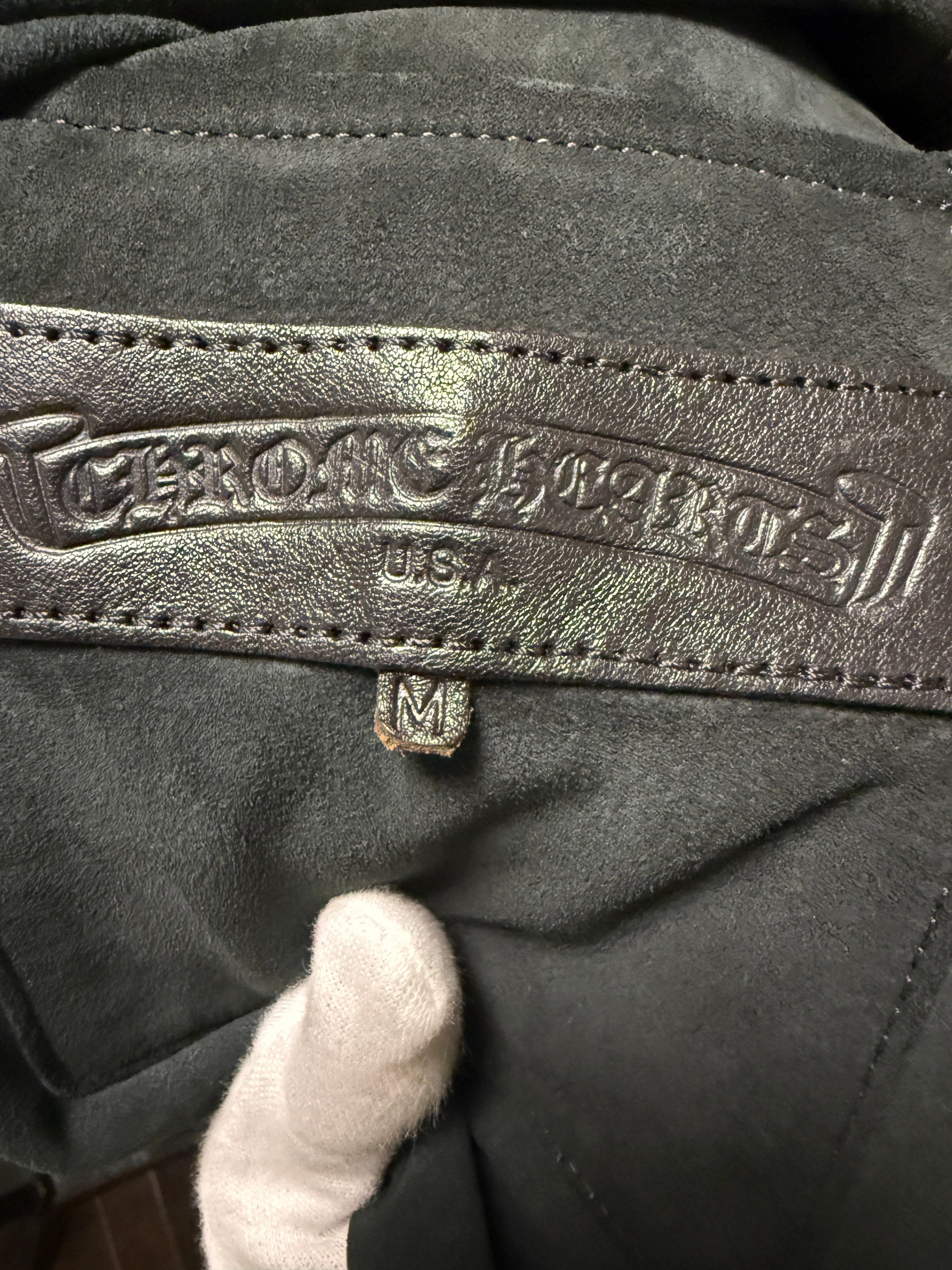 【CHROME HEARTS】 LEATHER CROSS BUTTON WESTERN SHIRT JACKET MEDIUM