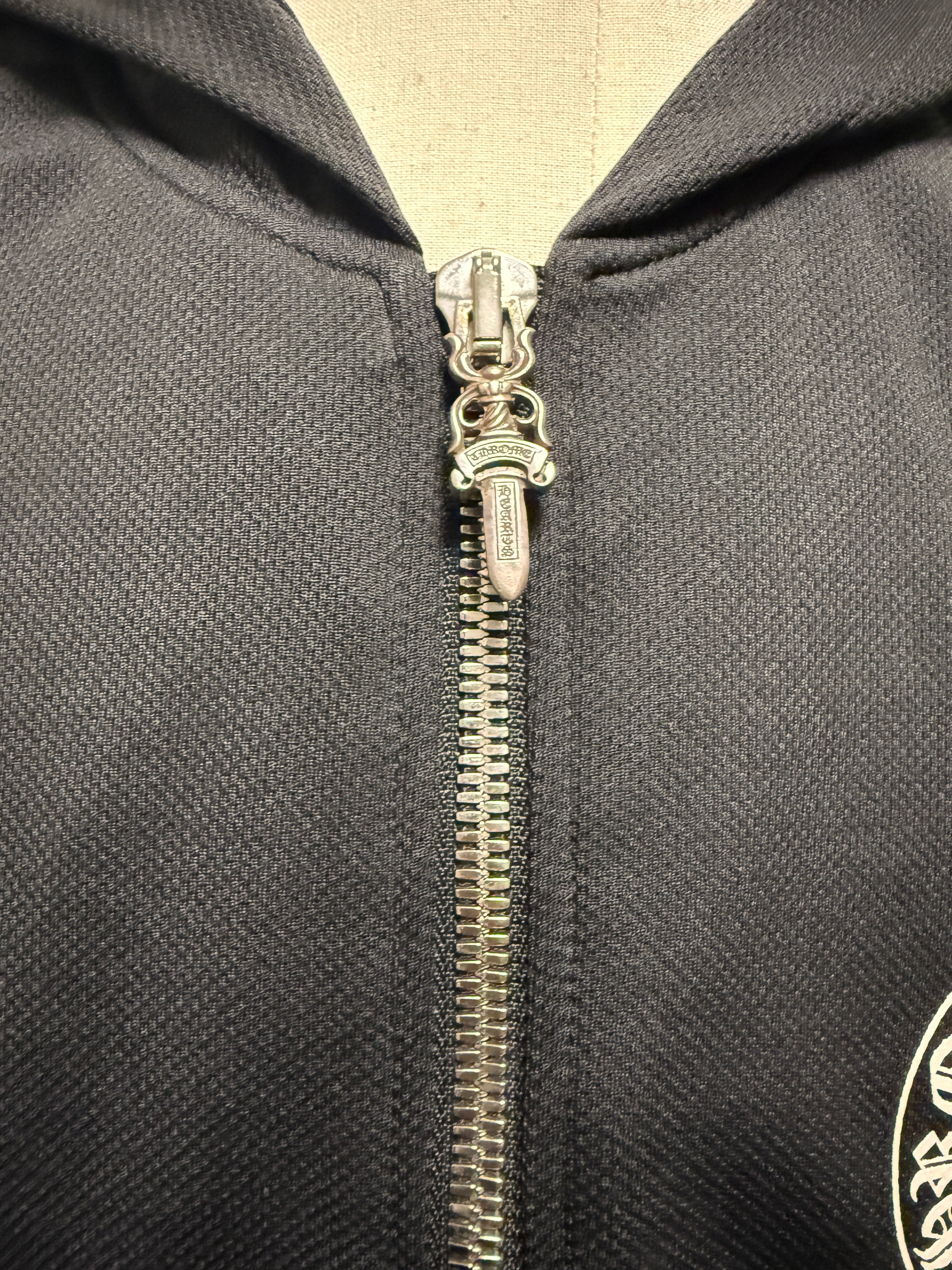 【CHROME HEARTS】MESH TRSCK ZIP PARKER BLACK×WHITE