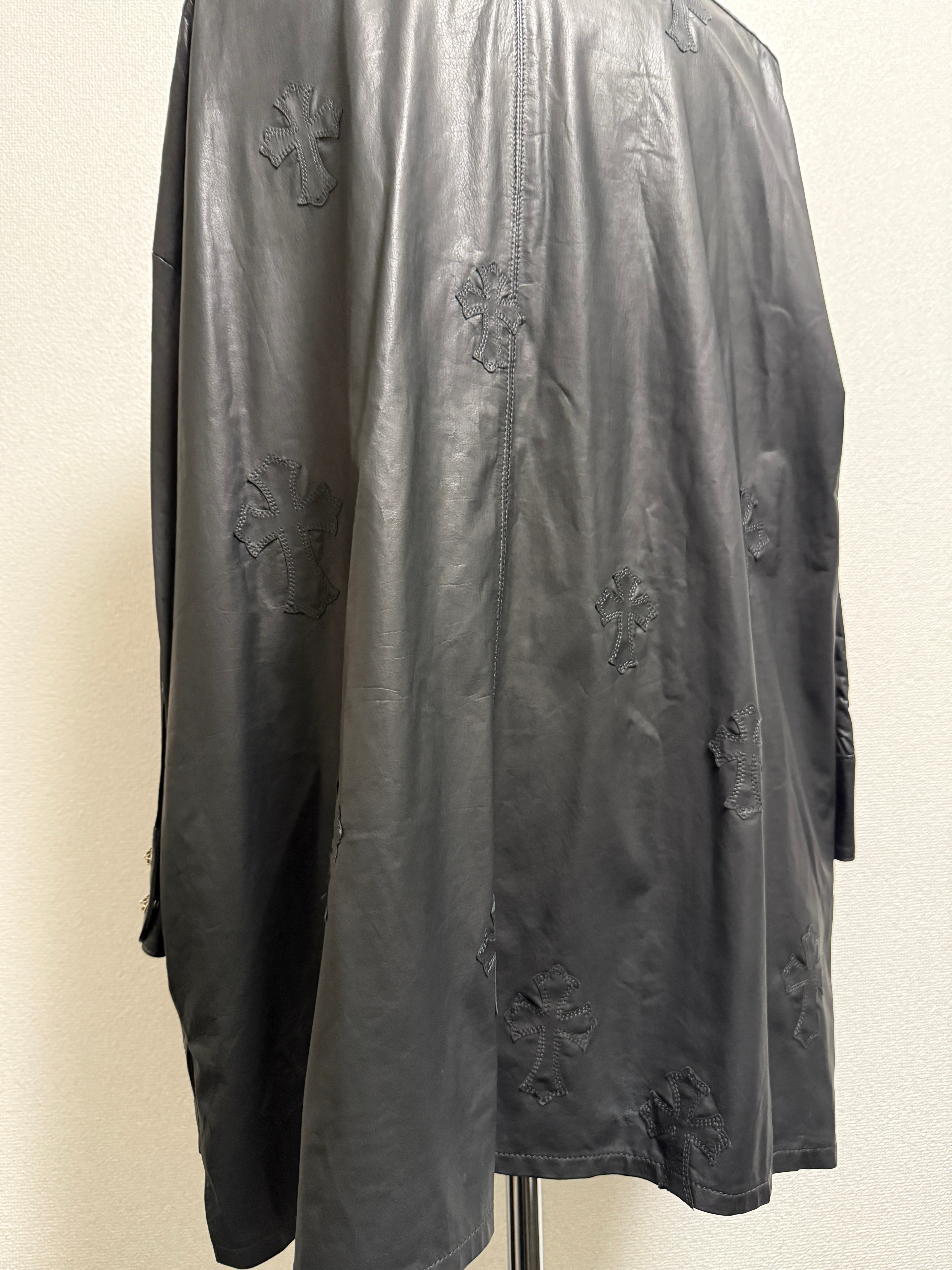 【CHROME HEARTS】MAHAL KITA CROSS PATCH LEATHER SHIRT CROSS BALL JACKET
