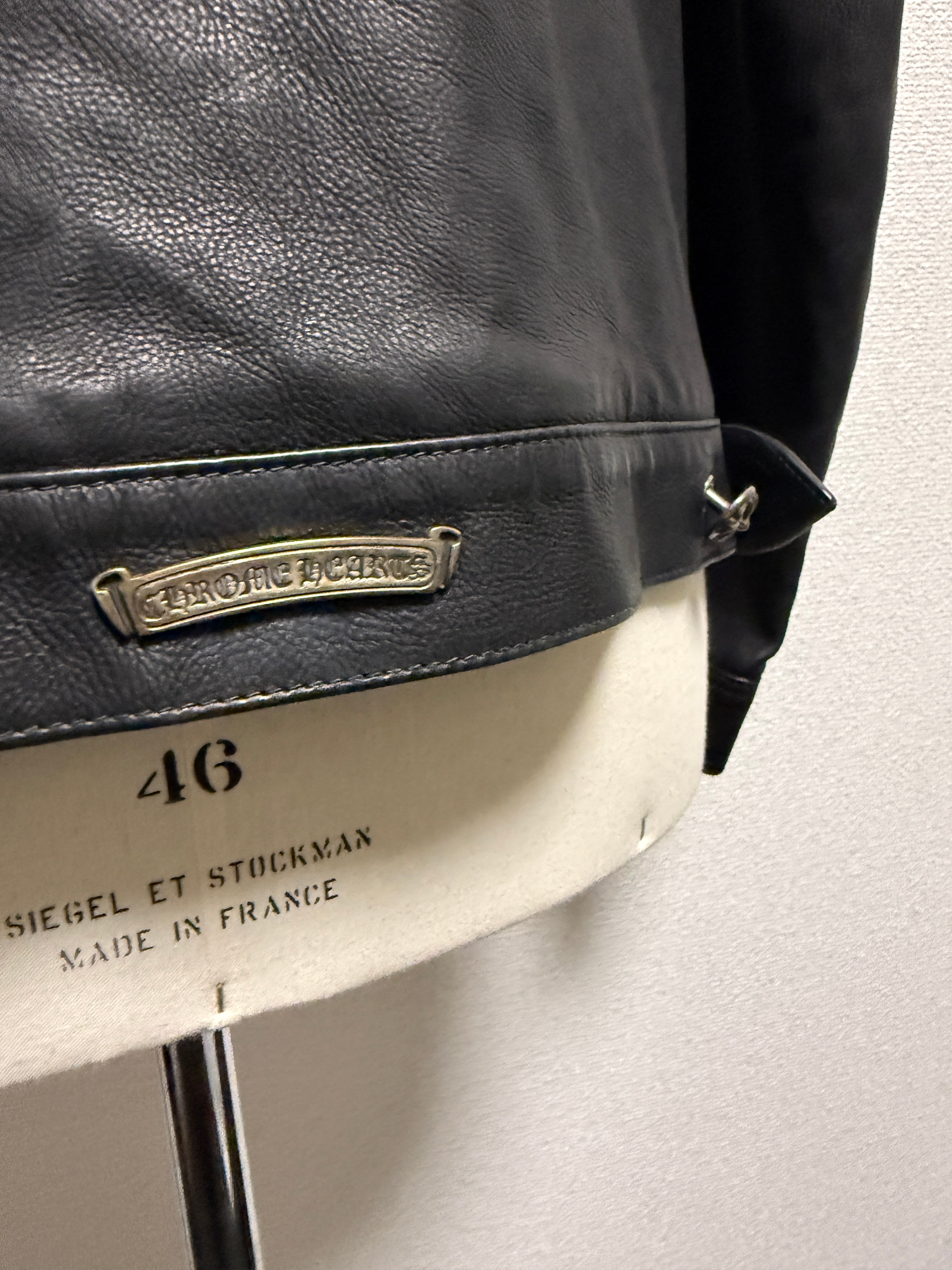 【CHROME HEARTS】CLASSIC JEAN LEATHER JACKET CROSS BUTTON DAGGER ZIP POCKET