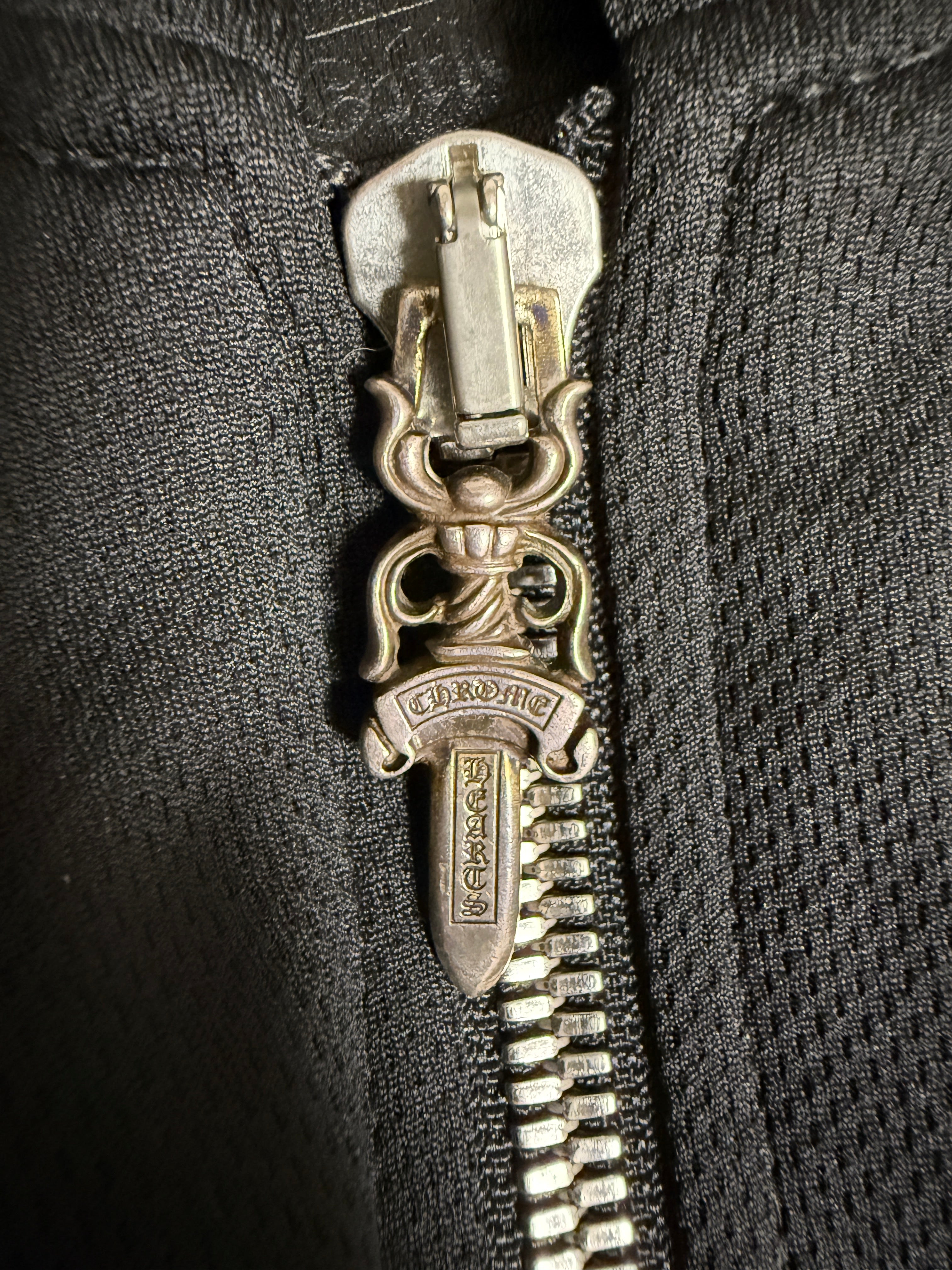 【CHROME HEARTS】MESH TRACK ZIP PARKER BLACK×WHITE