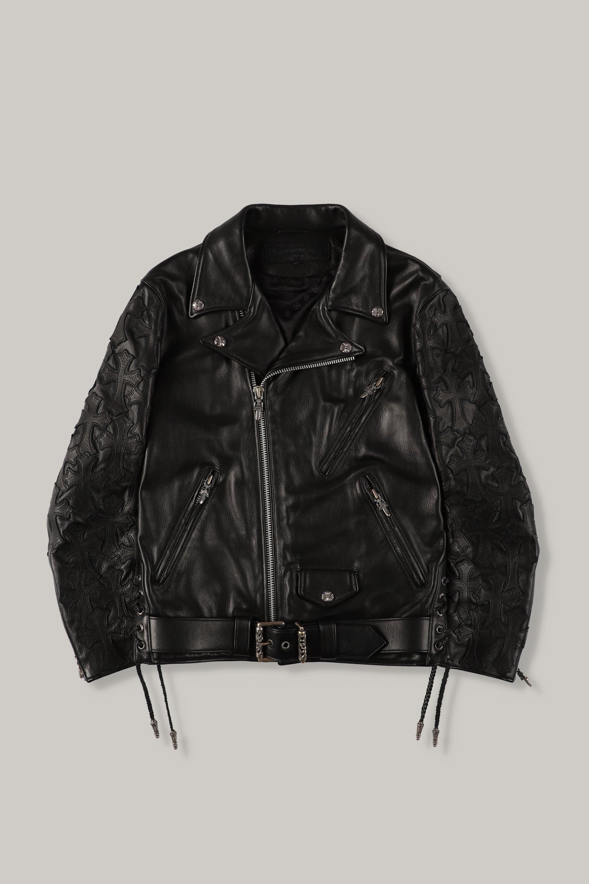 【CHROME HEARTS】JJ DEAN LEATHER JACKET CROSS PATCH CUSTOM