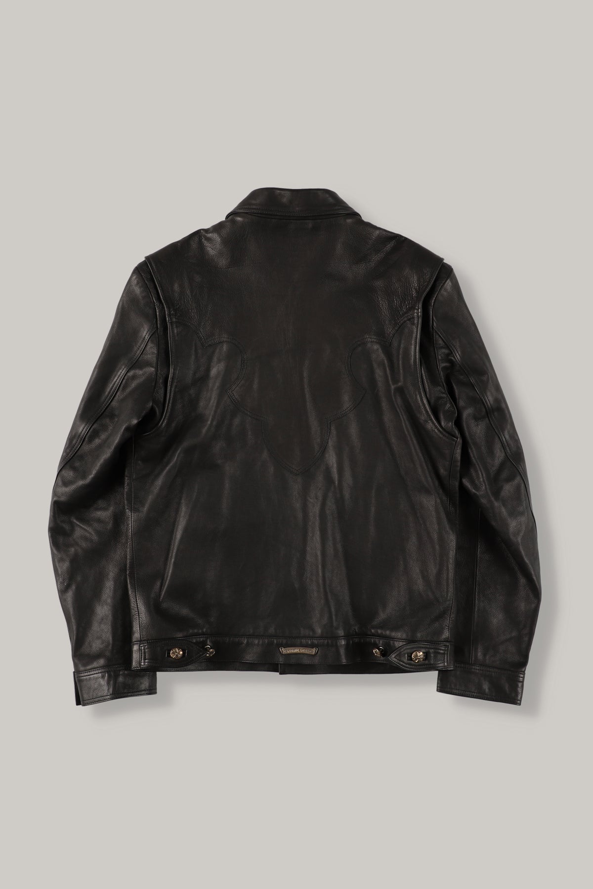 【CHROME HEARTS】CLASSIC JEAN LEATHER JACKET CROSS BUTTON DAGGER ZIP POCKET