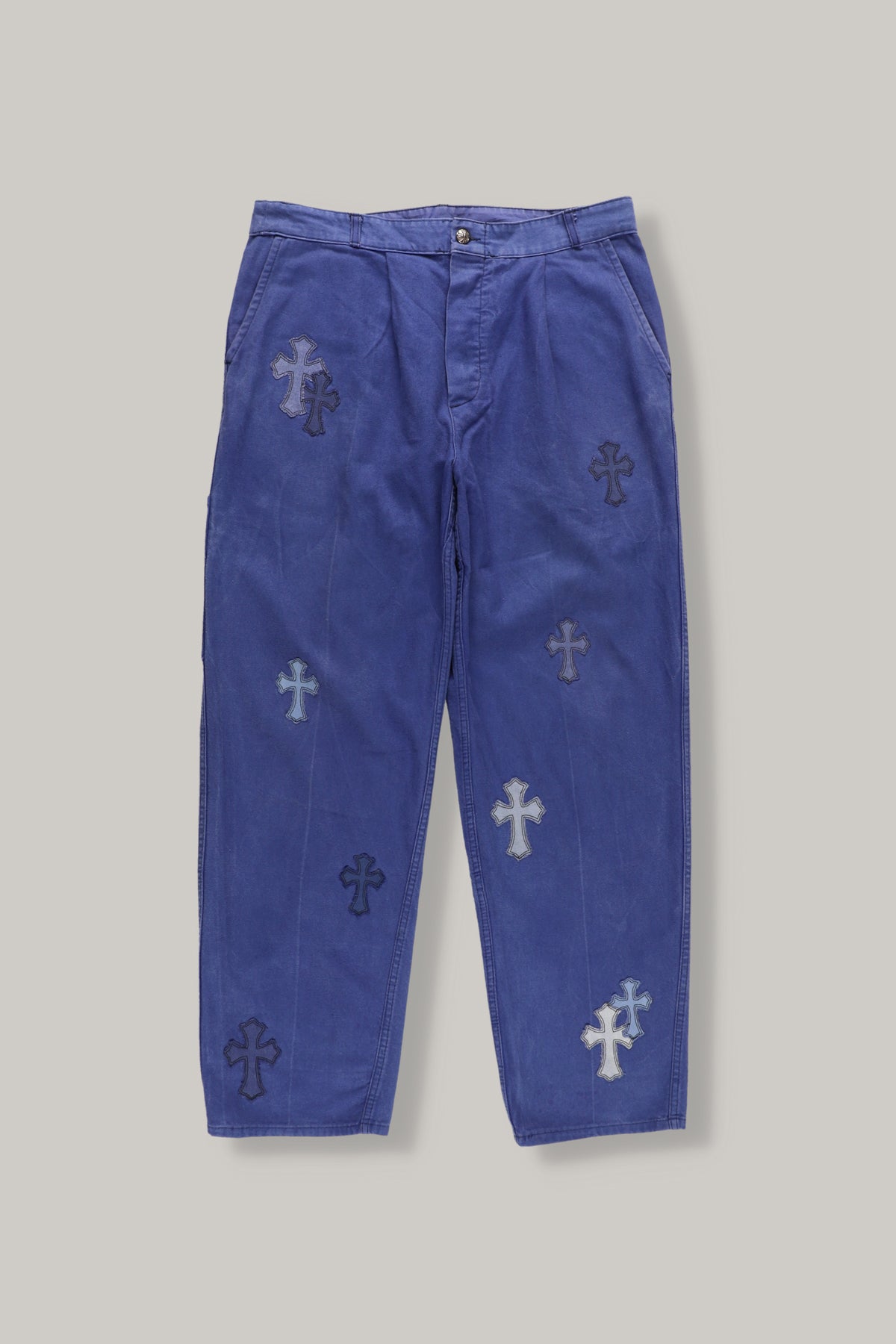 【CHROME HEARTS】CROSS PATCH WORK PANTS BLUE