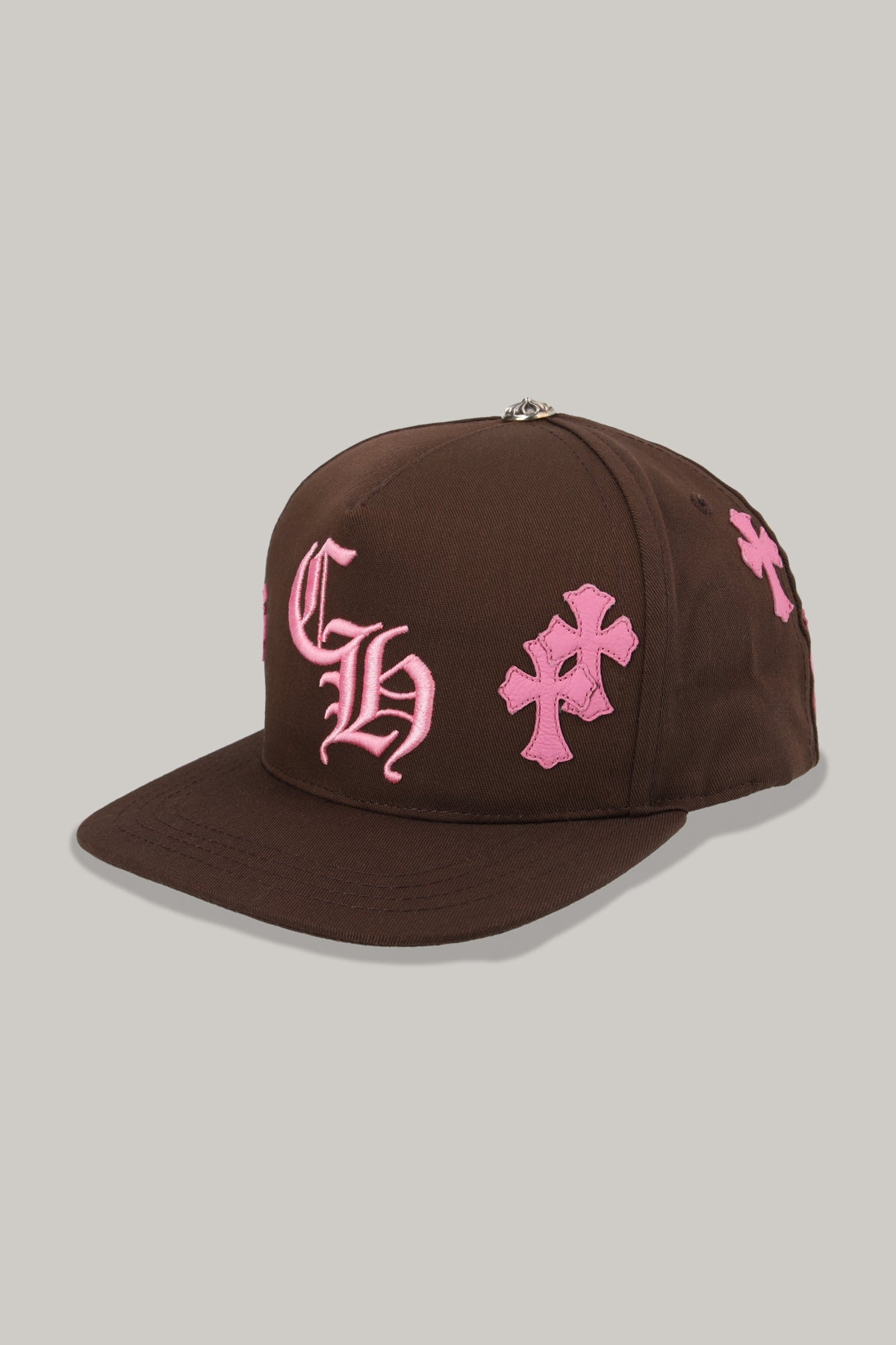 【CHROME HEARTS】CROSS PATCH BASEBALL CAP BROWN×PINK