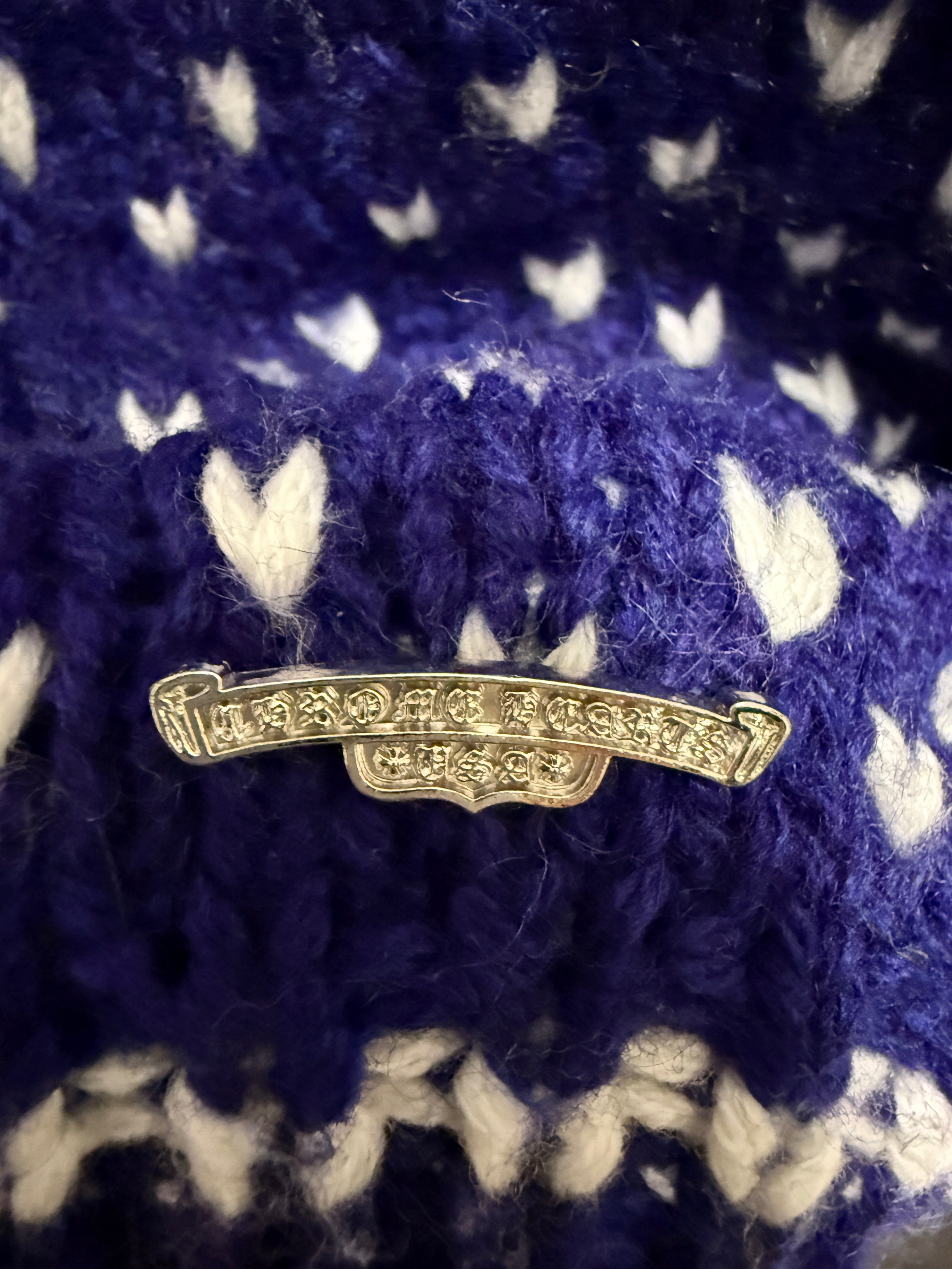 【CHROME HEARTS】CASHMERE KNIT BLUE×WHITE