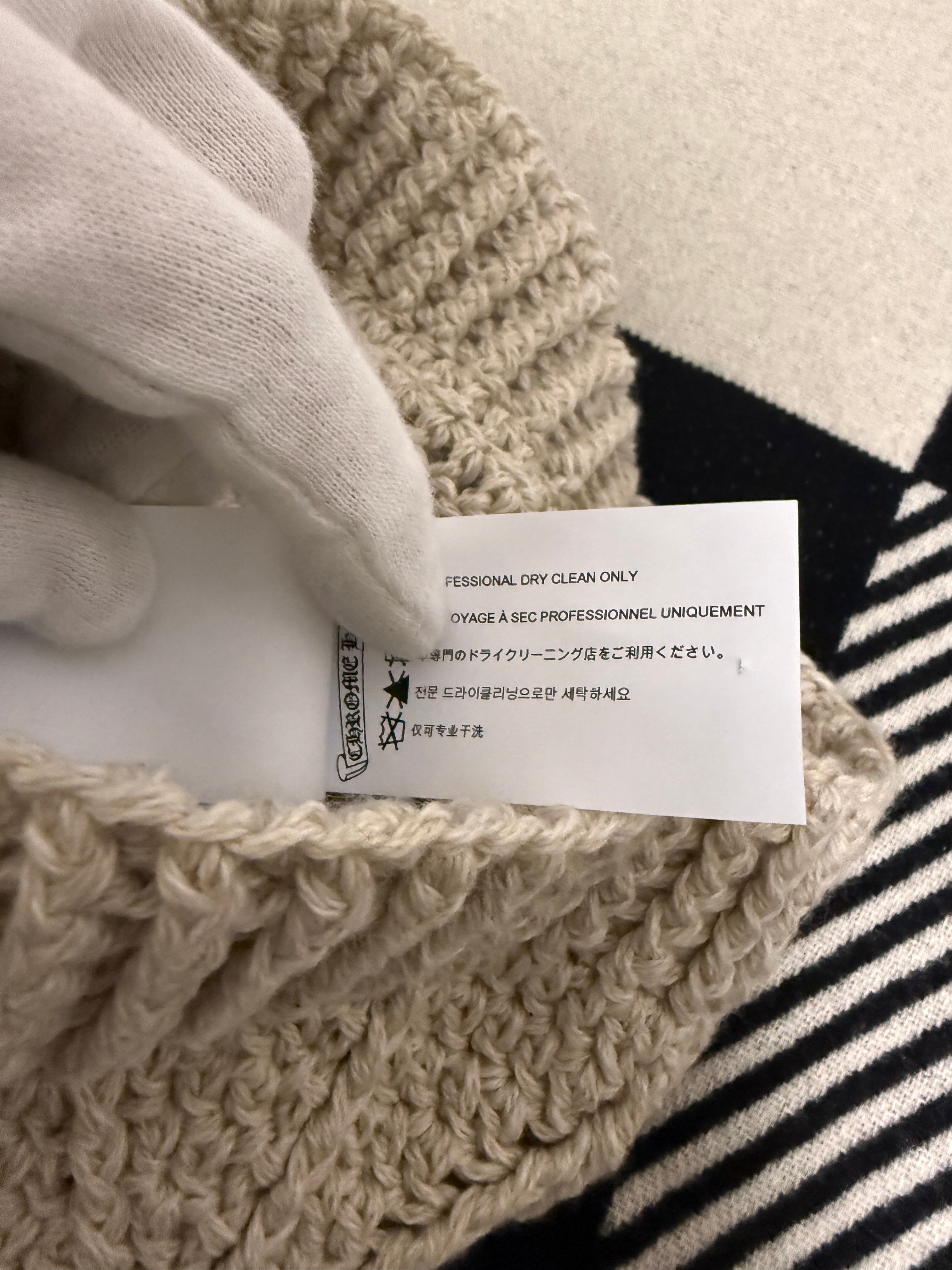 【CHROME HEARTS】CROSS PATCH KNIT CAP WHITE