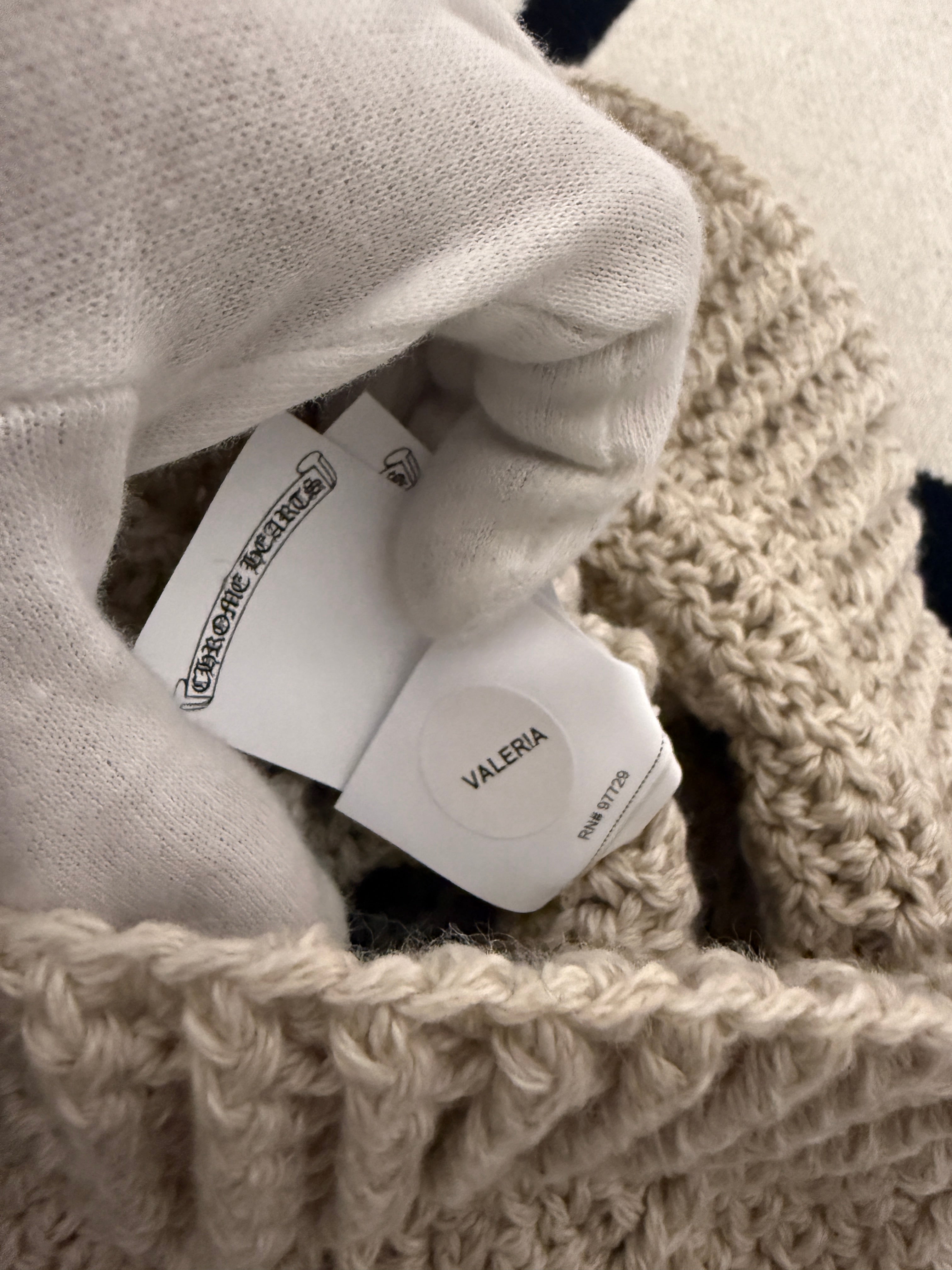 【CHROME HEARTS】CROSS PATCH KNIT CAP WHITE