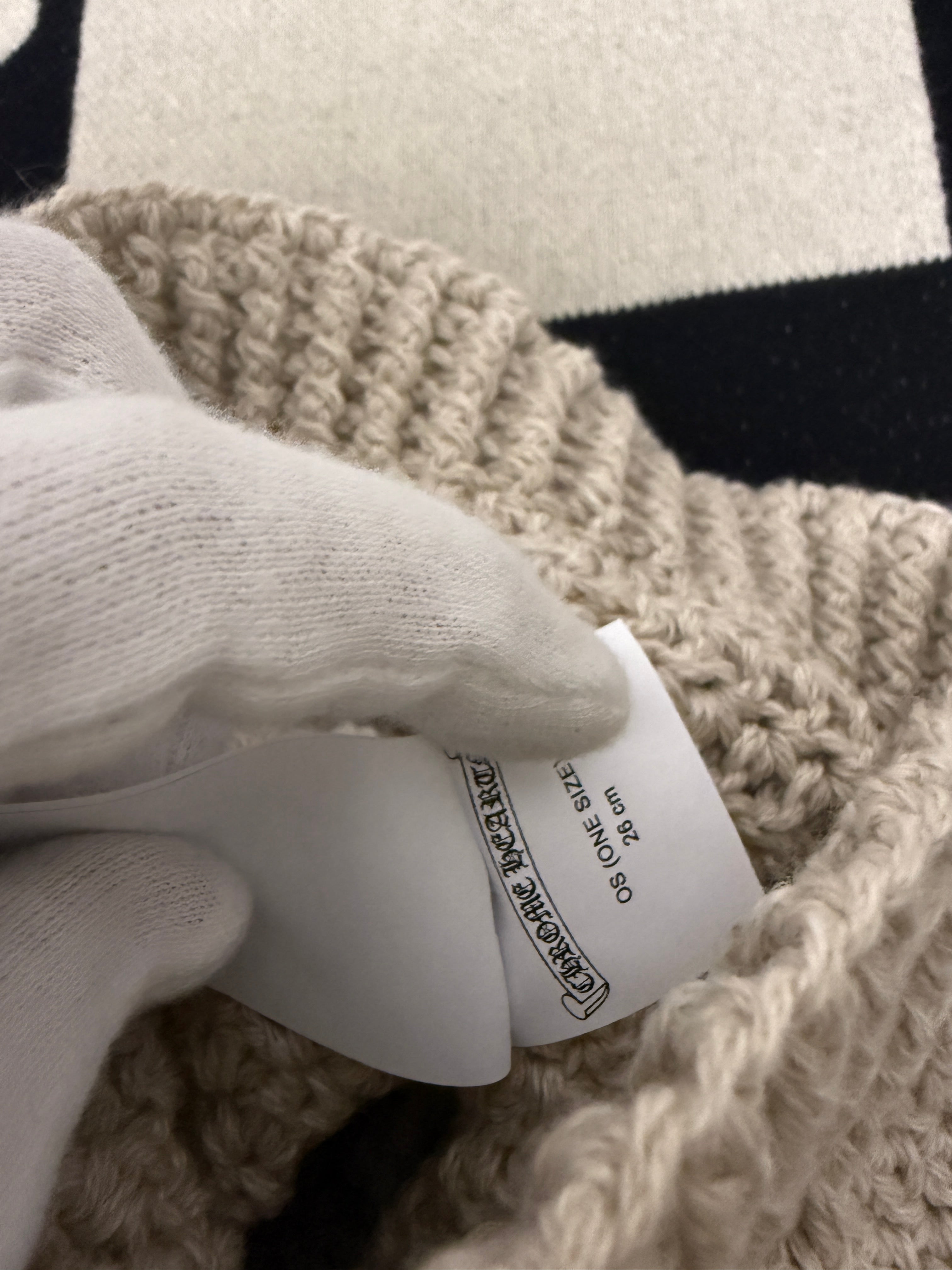 【CHROME HEARTS】CROSS PATCH KNIT CAP WHITE