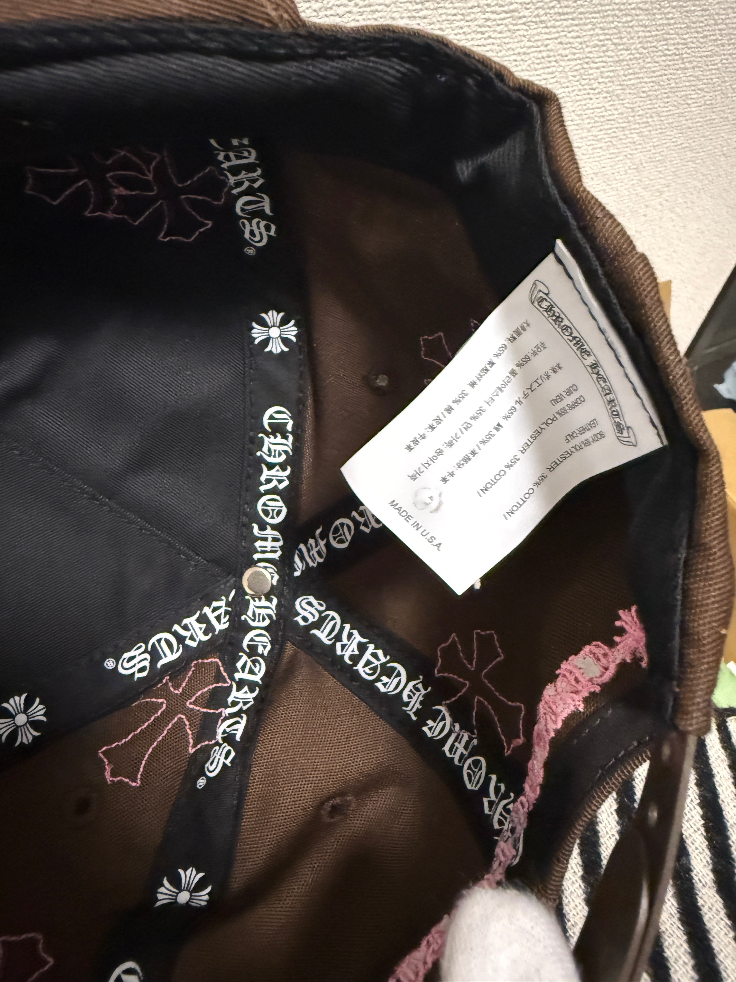 【CHROME HEARTS】CROSS PATCH BASEBALL CAP BROWN×PINK