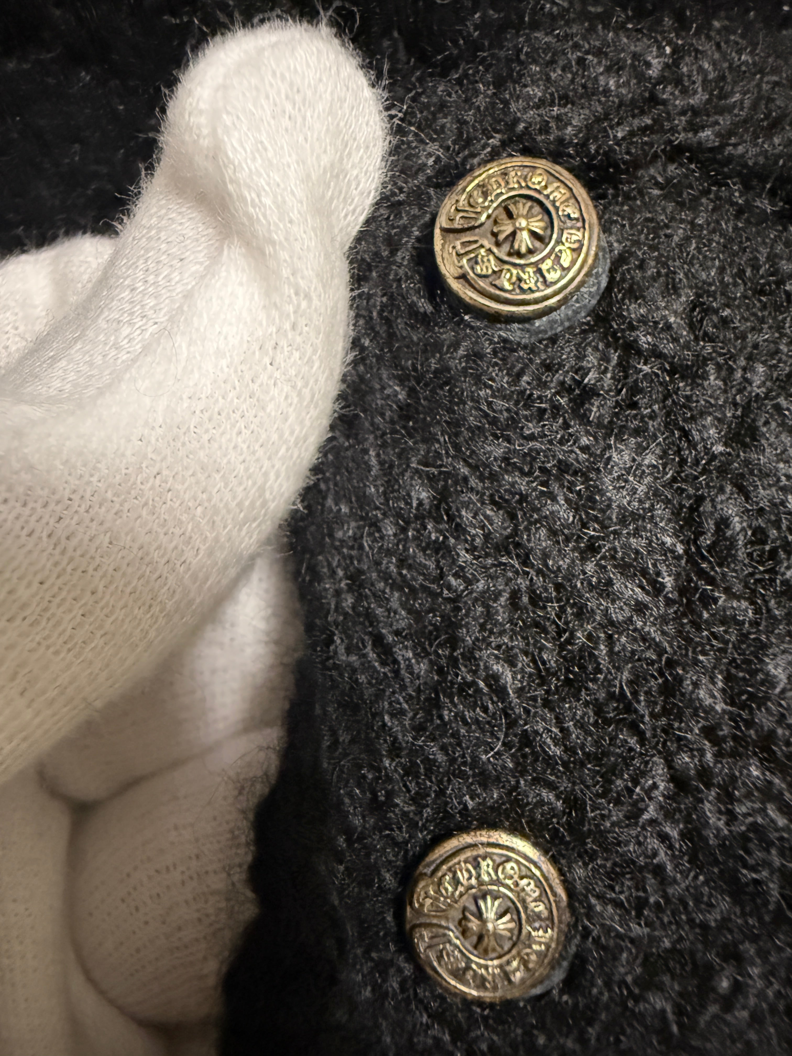 【CHROME HEARTS】CASHEMERE KNIT PLUS CROSS PATCH ZIP HOODIE