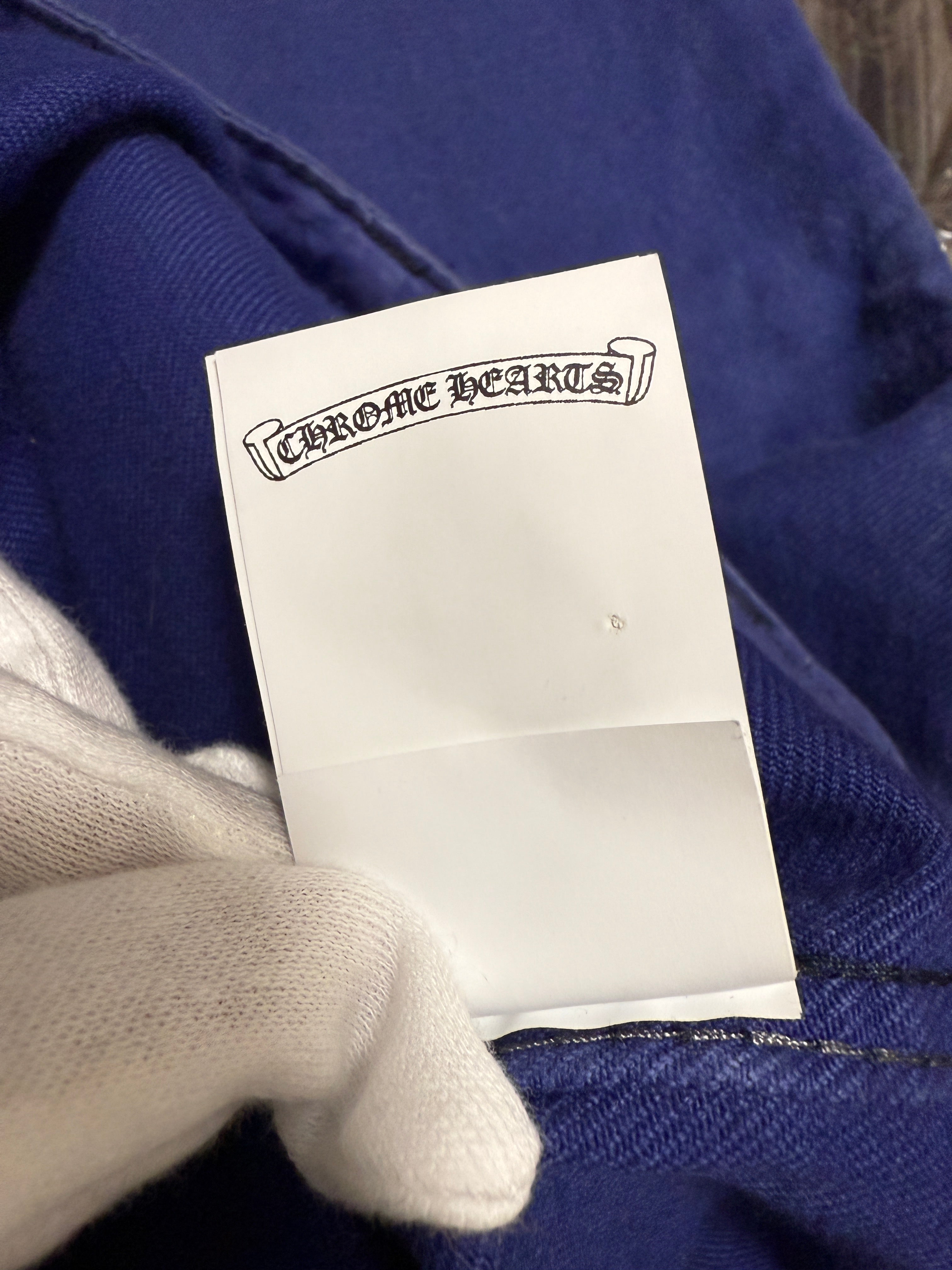 【CHROME HEARTS】CROSS PATCH WORK PANTS BLUE