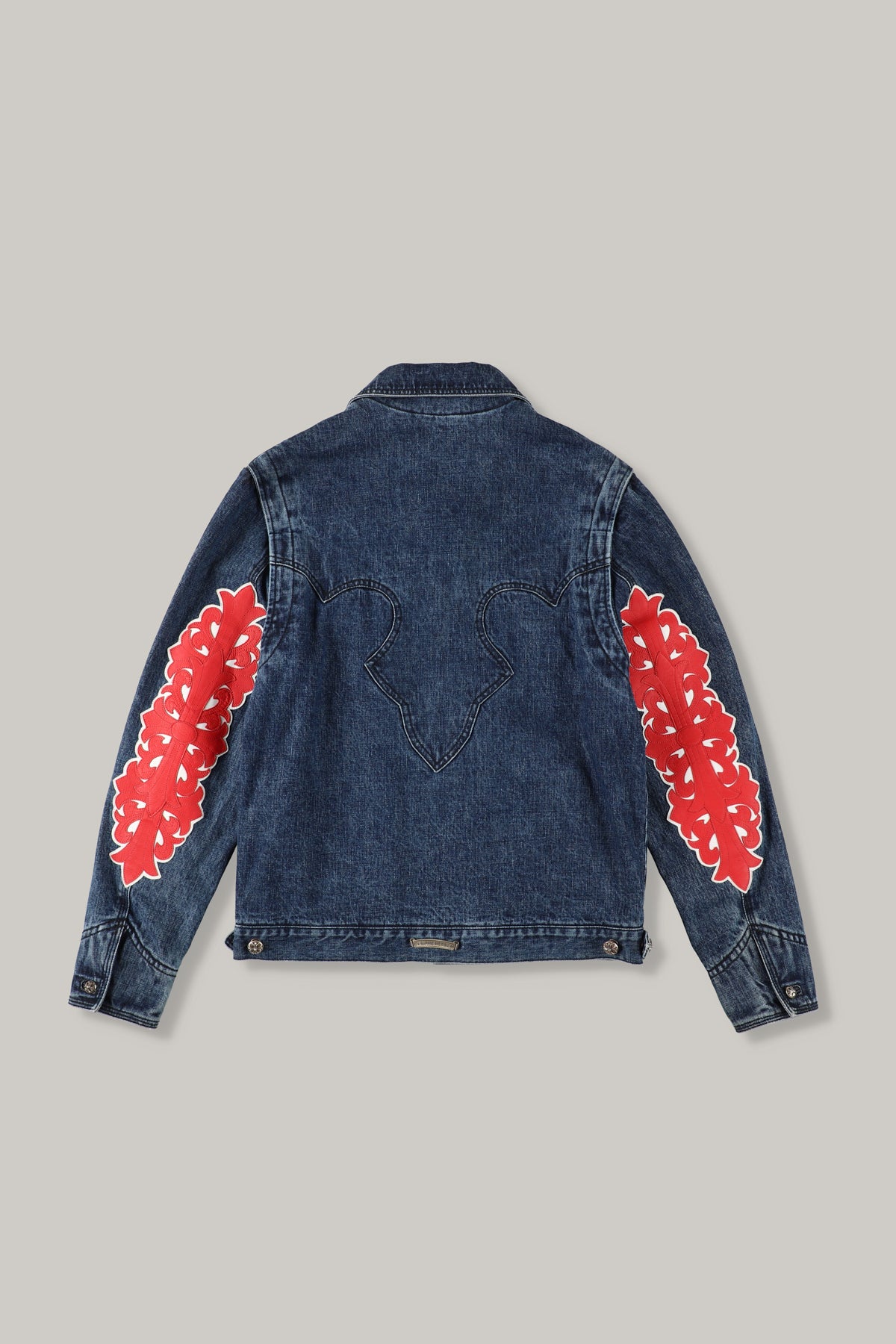 【CHROME HEARTS】DENIM JACKET FlORAL CROSS PATCH