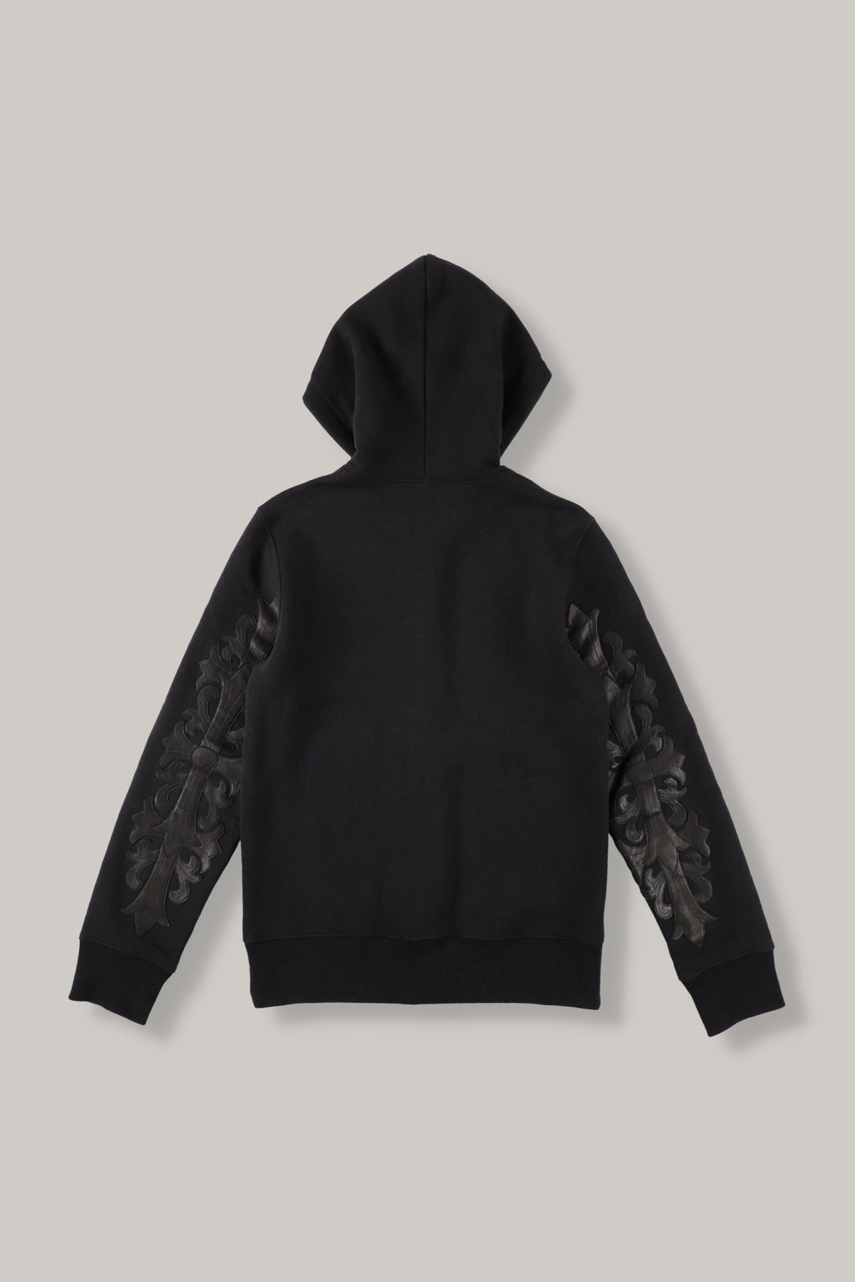 【CHROME HEARTS】FLORAL LEATHER PATCH ZIP HOODIE