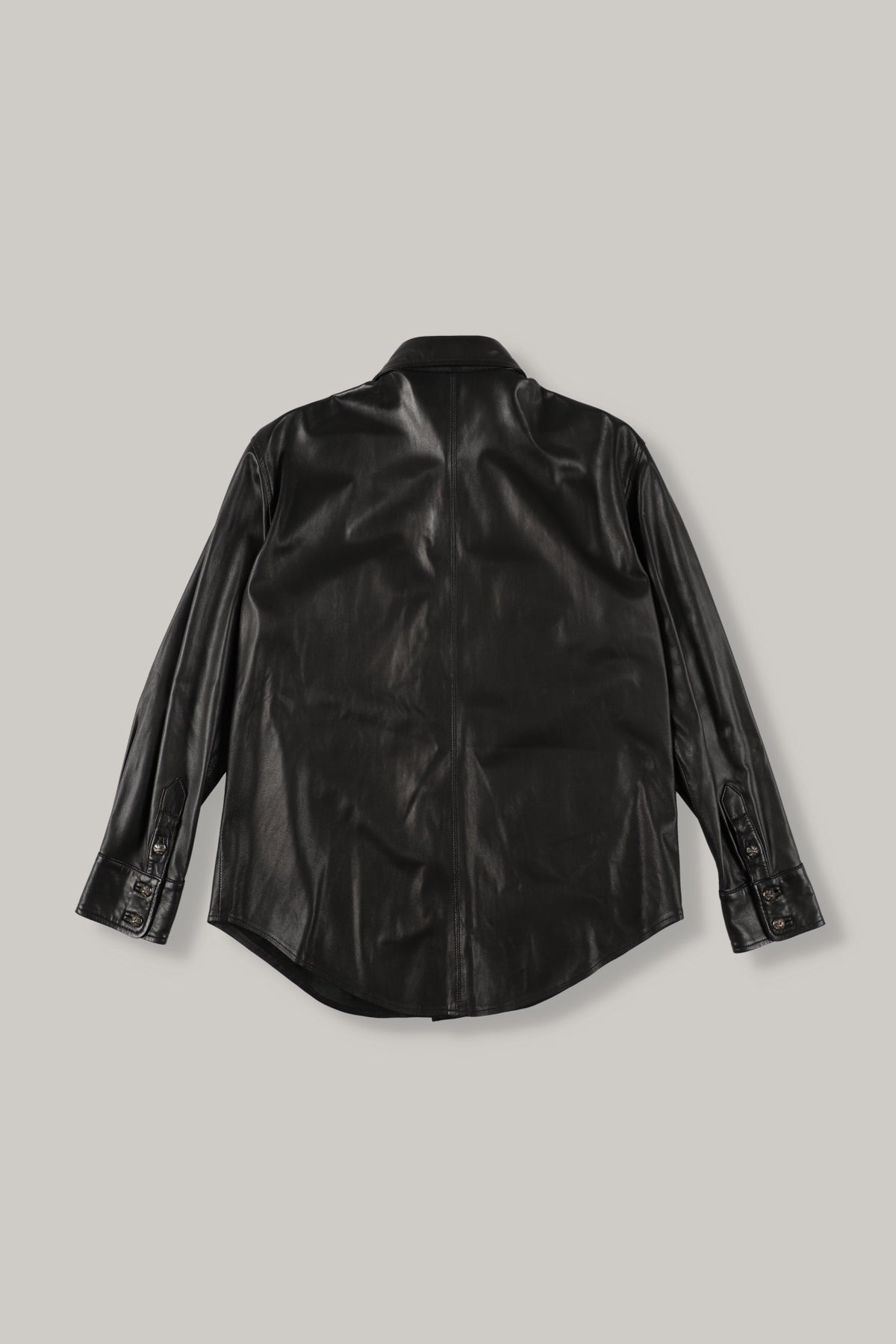 【CHROME HEARTS】 LEATHER CROSS BUTTON WESTERN SHIRT JACKET MEDIUM