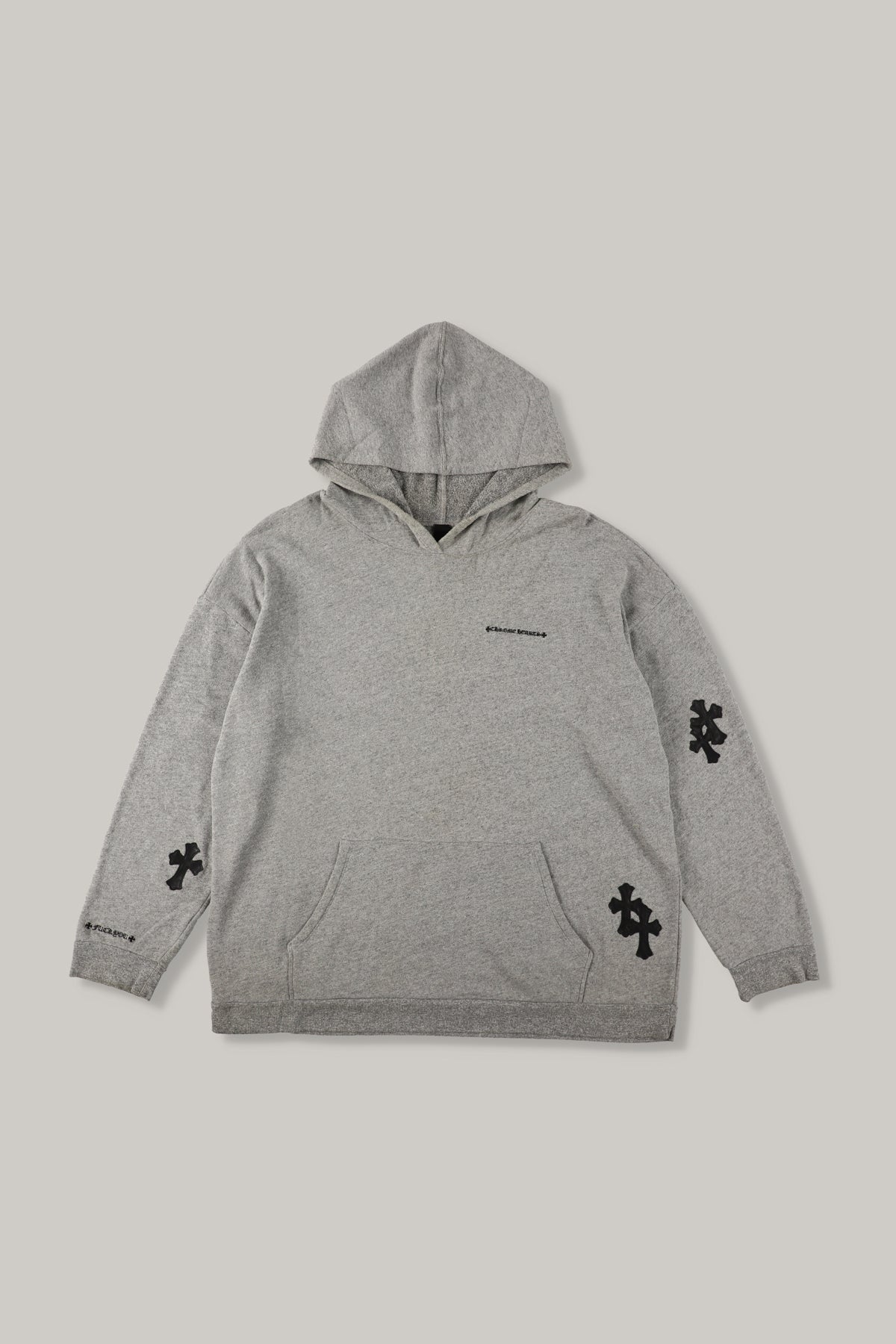 【CHROME HEARTS】Y NOT Leather Cross Patch Sweater Hoodie