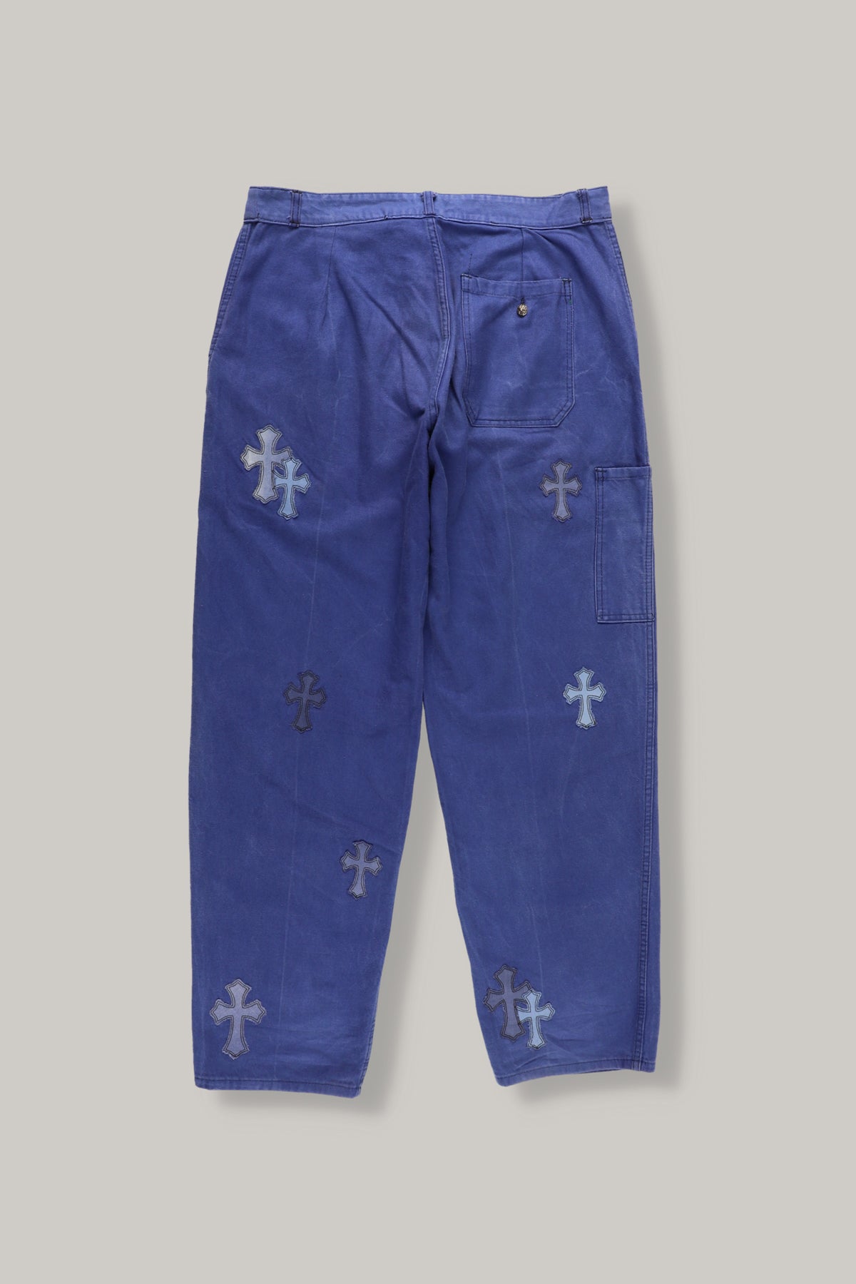 【CHROME HEARTS】CROSS PATCH WORK PANTS BLUE