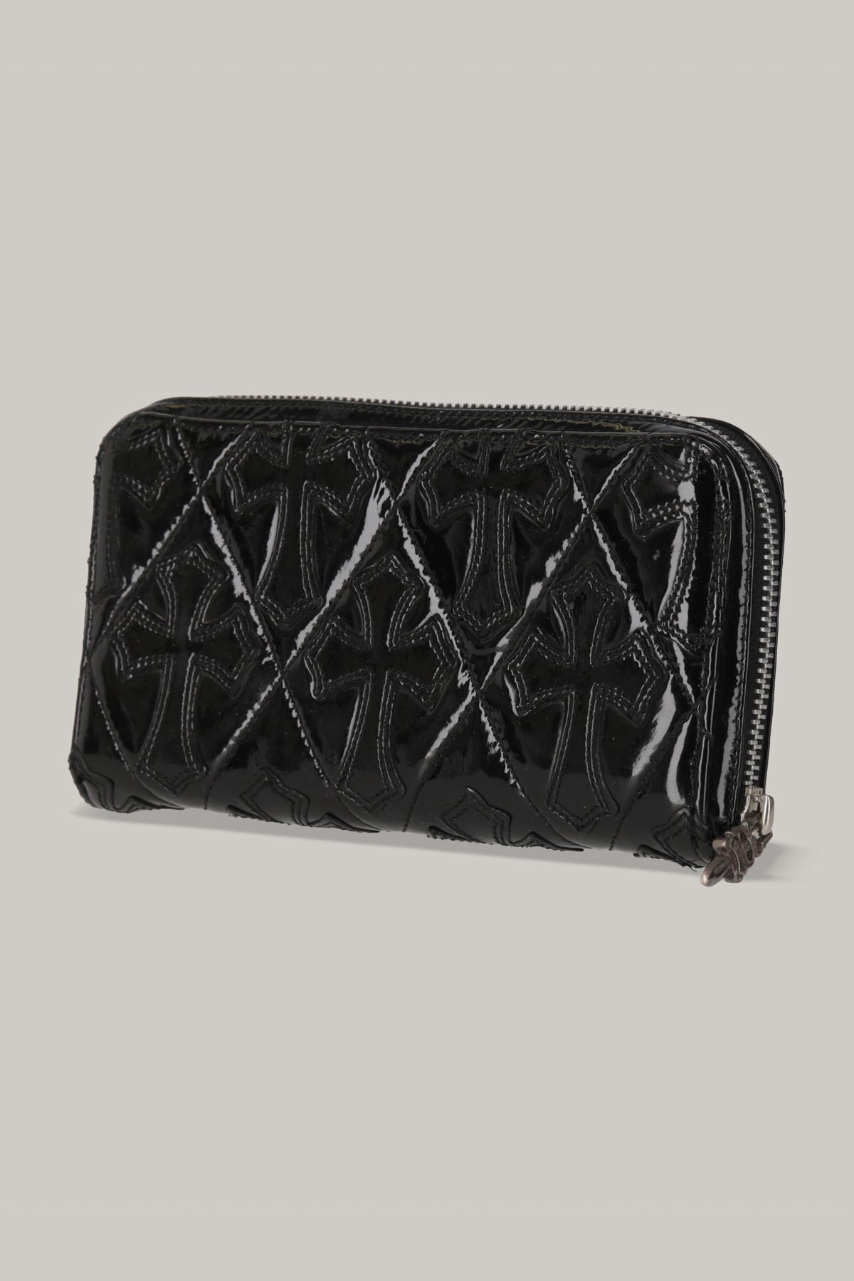 【CHROME HEARTS】QUILTED PATENT REC F ZIP WALLET