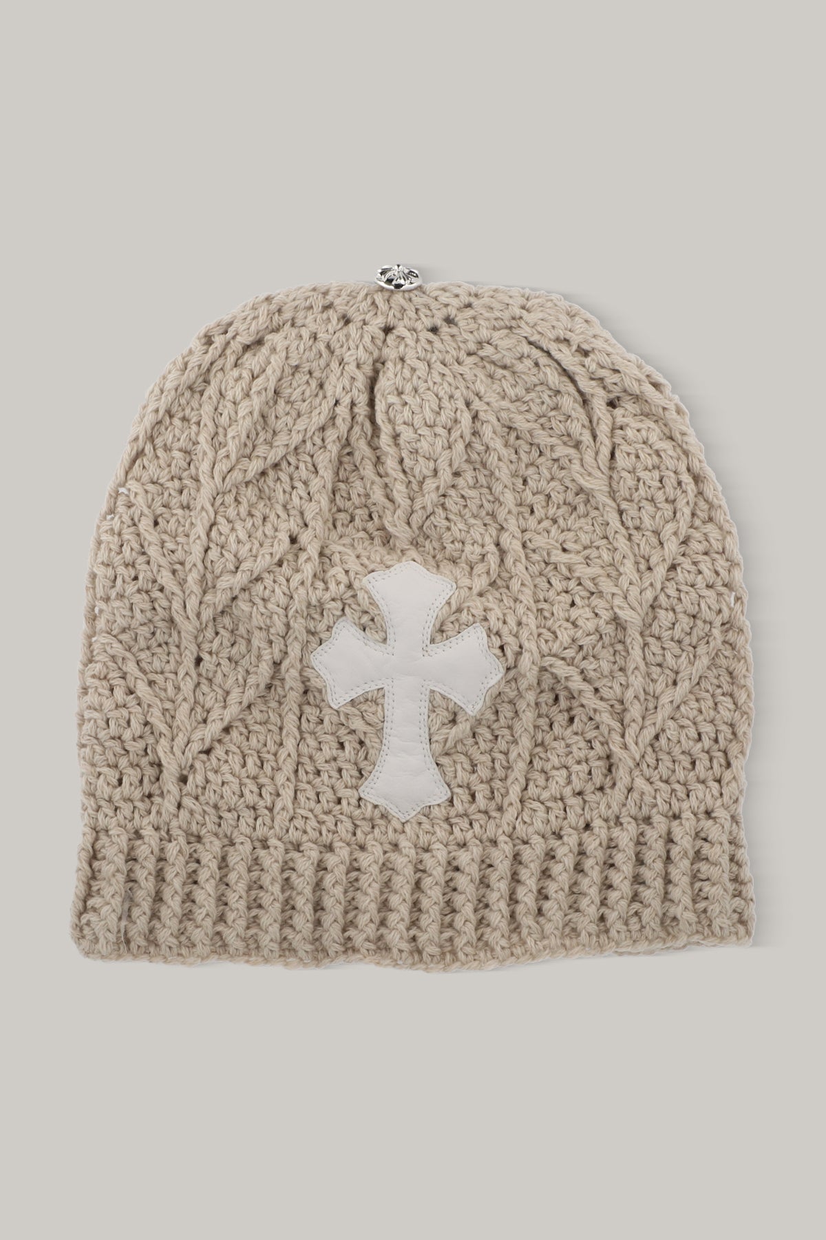 【CHROME HEARTS】CROSS PATCH KNIT CAP WHITE