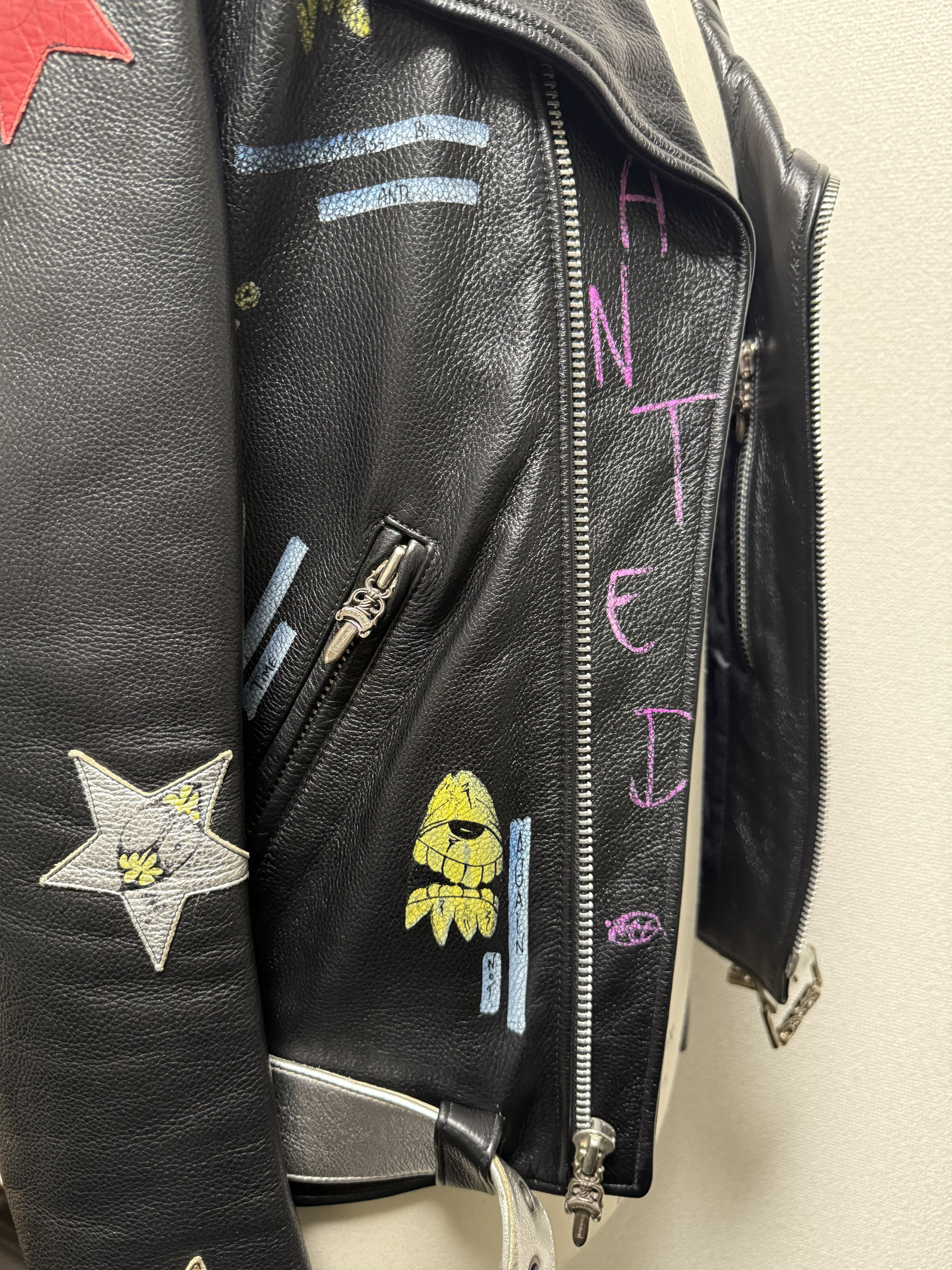 【CHROME HEARTS】JJ DEAN  LEATHER JACKET PPO PAINT
