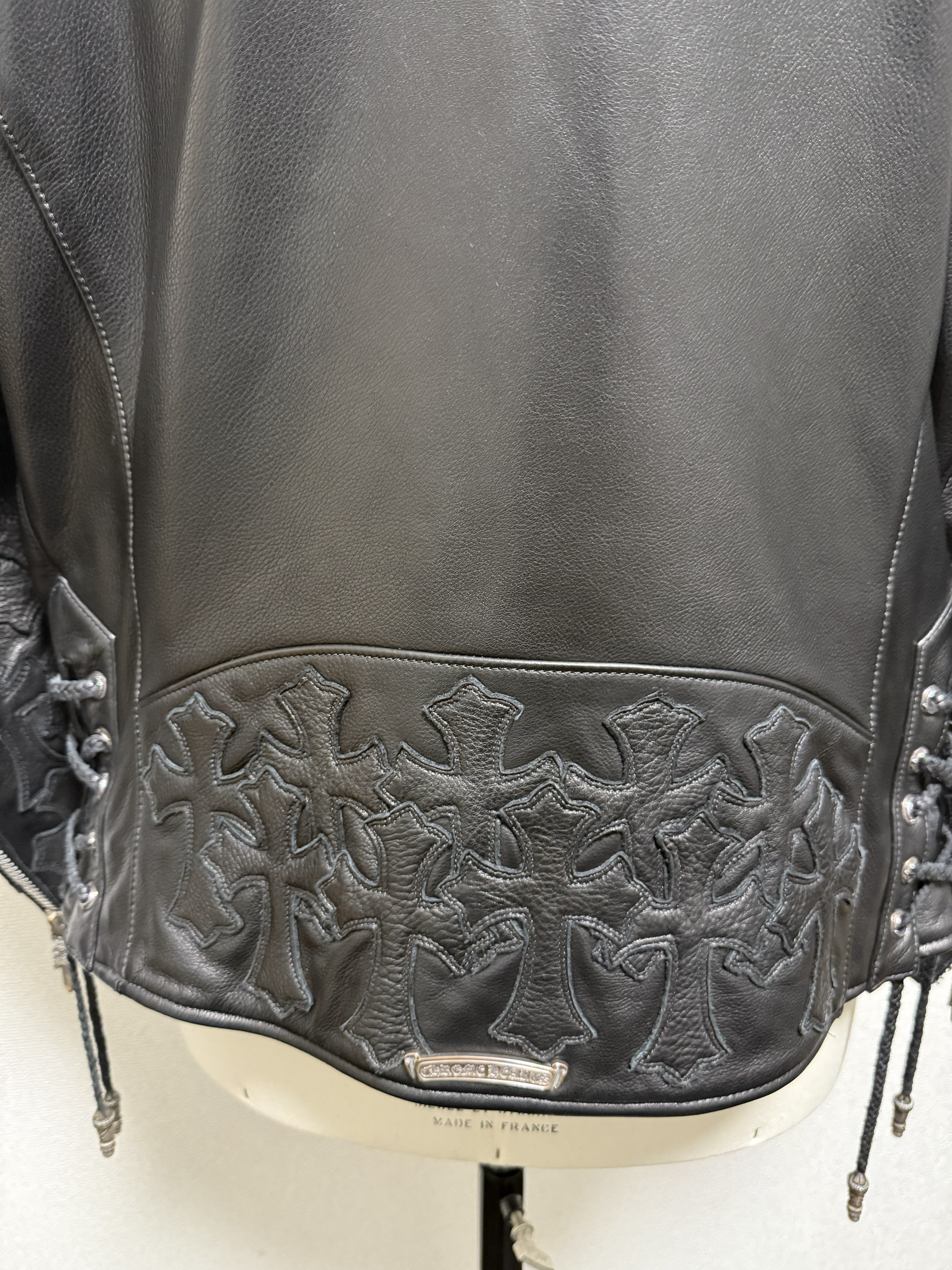 【CHROME HEARTS】JJ DEAN  LEATHER JACKET  CROSS PATCH CUSTOM