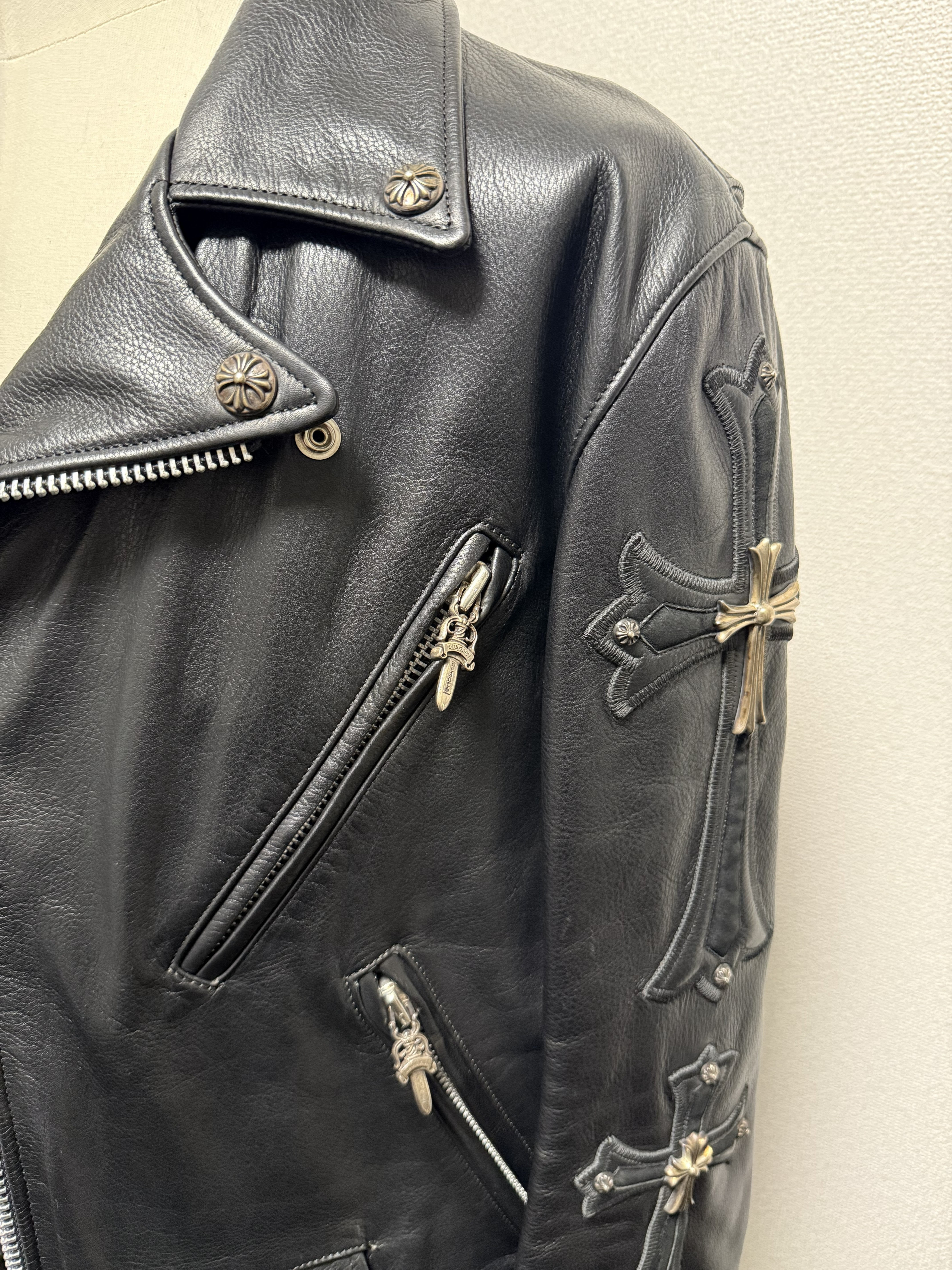 【CHROME HEARTS】JJ DEAN  LEATHER JACKET LARGE CROSS CUSTOM