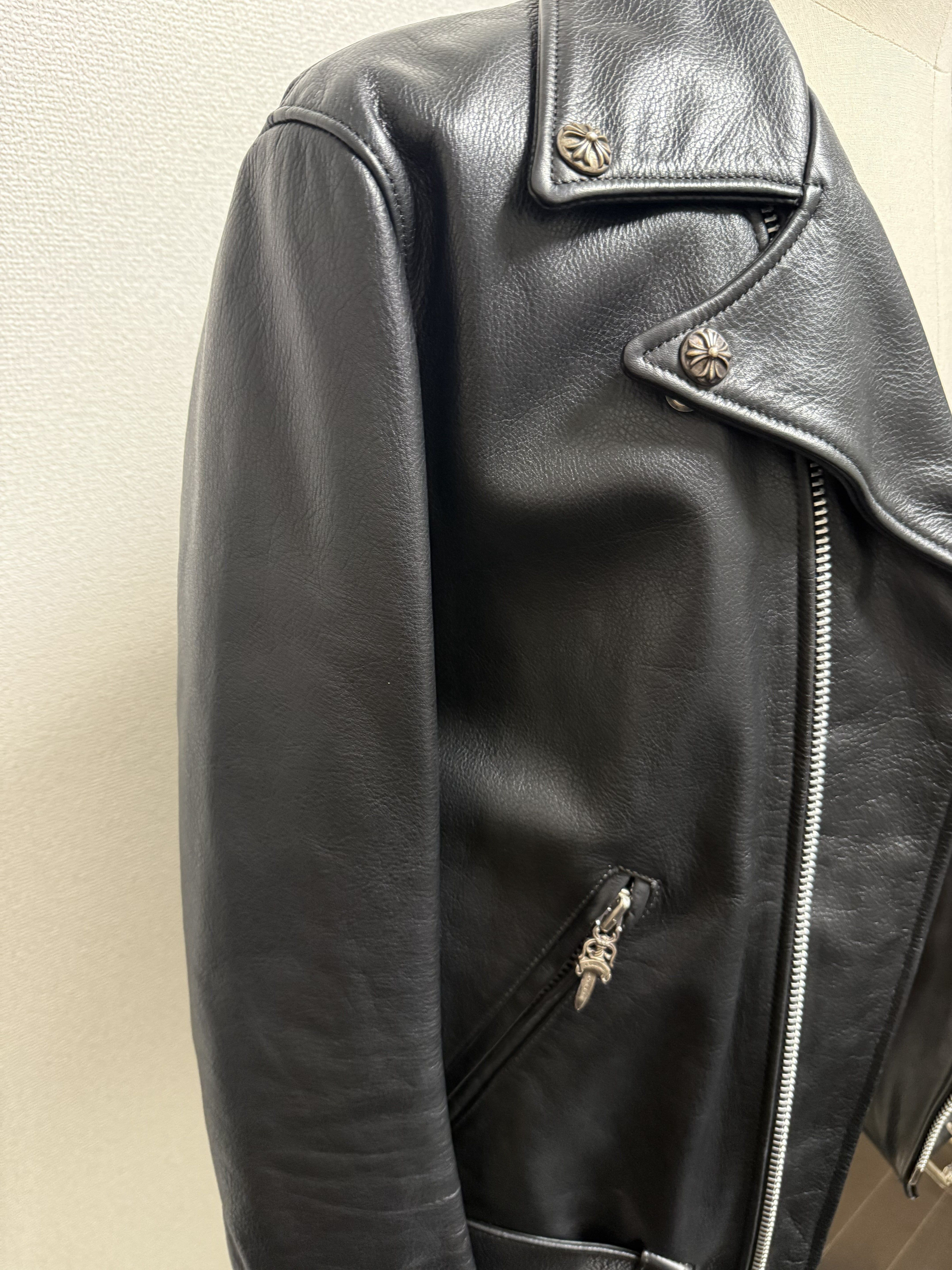 【CHROME HEARTS】JJ DEAN  LEATHER JACKET LARGE CROSS CUSTOM