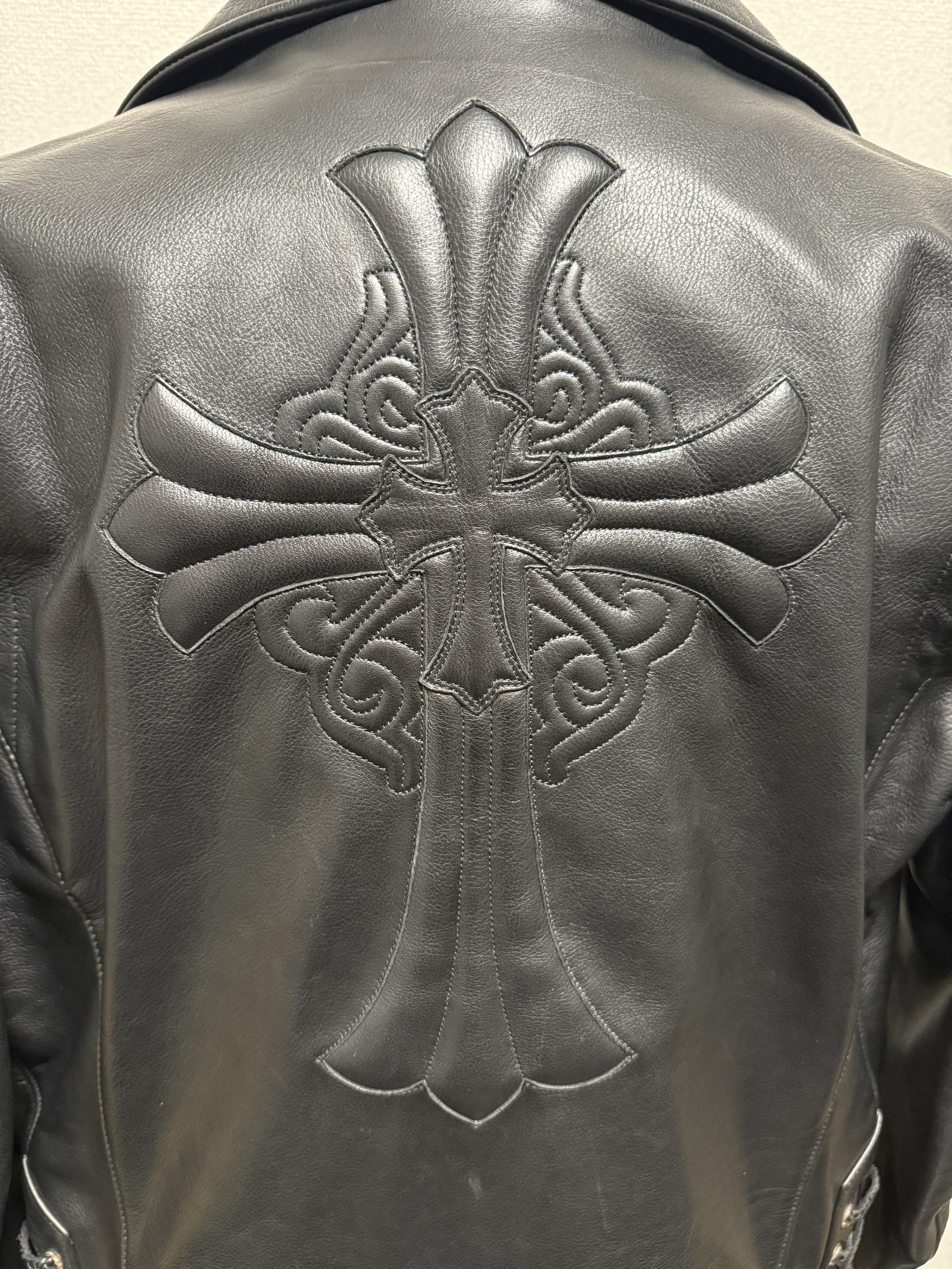 【CHROME HEARTS】JJ DEAN  LEATHER JACKET LARGE CROSS CUSTOM